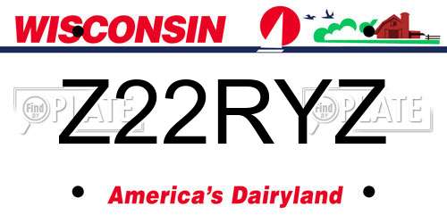 Z22RYZ Wisconsin License Plate
