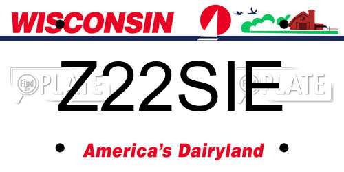 Z22SIE Wisconsin License Plate