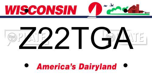 Z22TGA Wisconsin License Plate