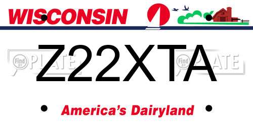 Z22XTA Wisconsin License Plate