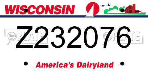 Z232076 Wisconsin License Plate