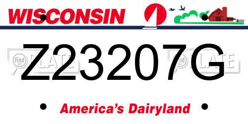 Z23207G Wisconsin License Plate