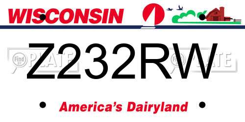 Z232RW Wisconsin License Plate