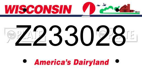 Z233028 Wisconsin License Plate