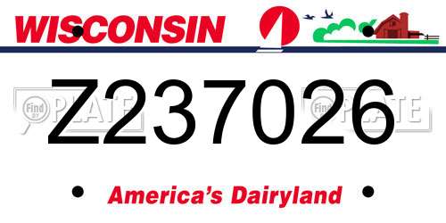 Z237026 Wisconsin License Plate