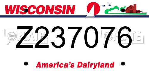 Z237076 Wisconsin License Plate