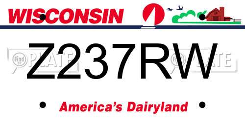 Z237RW Wisconsin License Plate