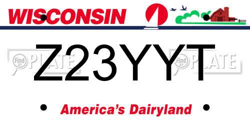 Z23YYT Wisconsin License Plate