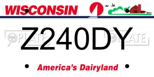 Z240DY Wisconsin License Plate