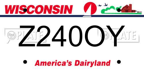 Z240OY Wisconsin License Plate