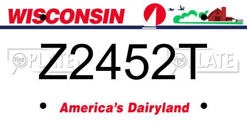 Z2452T Wisconsin License Plate
