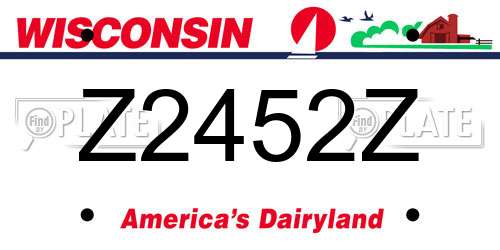 Z2452Z Wisconsin License Plate