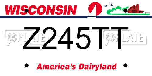 Z245TT Wisconsin License Plate