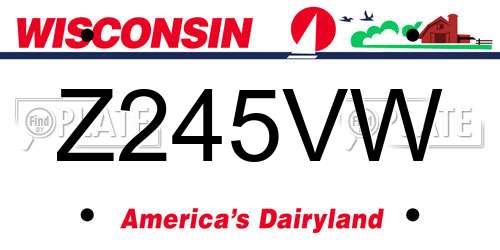 Z245VW Wisconsin License Plate