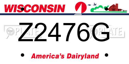Z2476G Wisconsin License Plate