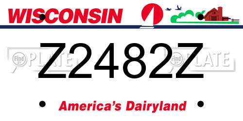 Z2482Z Wisconsin License Plate