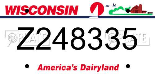 Z248335 Wisconsin License Plate