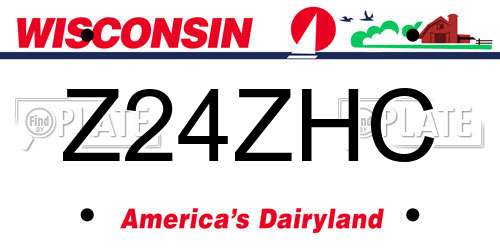 Z24ZHC Wisconsin License Plate