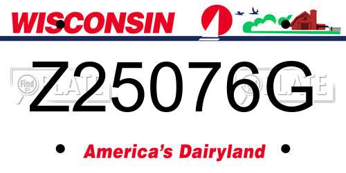 Z25076G Wisconsin License Plate