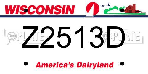 Z2513D Wisconsin License Plate