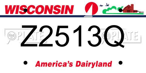 Z2513Q Wisconsin License Plate