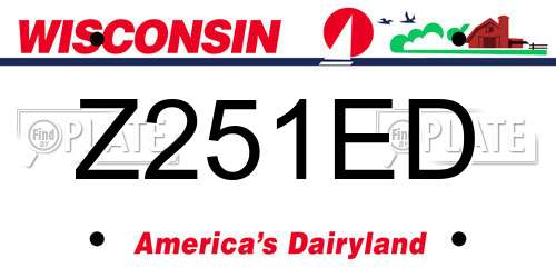 Z251ED Wisconsin License Plate