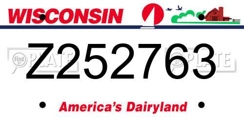 Z252763 Wisconsin License Plate