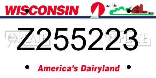 Z255223 Wisconsin License Plate