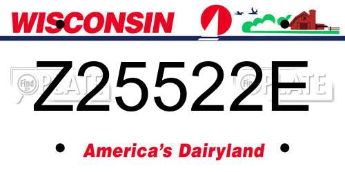 Z25522E Wisconsin License Plate