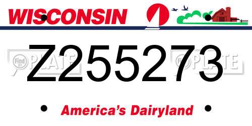 Z255273 Wisconsin License Plate