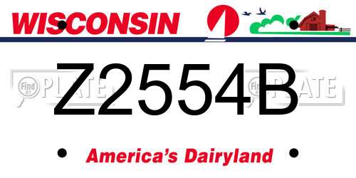 Z2554B Wisconsin License Plate