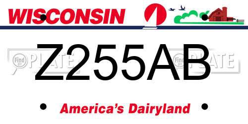 Z255AB Wisconsin License Plate