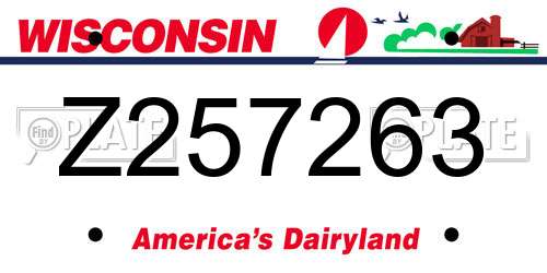 Z257263 Wisconsin License Plate
