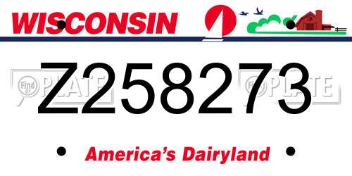 Z258273 Wisconsin License Plate