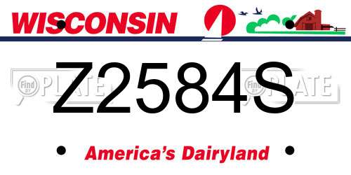 Z2584S Wisconsin License Plate