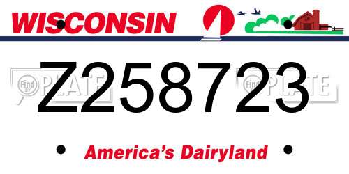 Z258723 Wisconsin License Plate