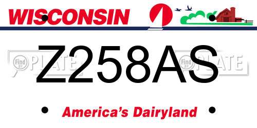 Z258AS Wisconsin License Plate