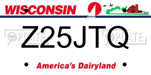 Z25JTQ Wisconsin License Plate