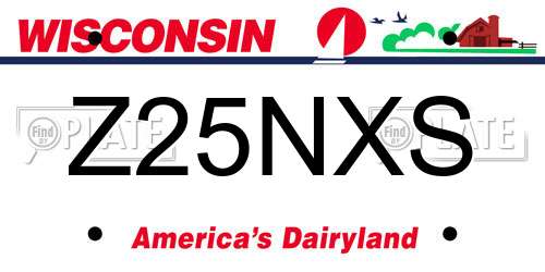 Z25NXS Wisconsin License Plate