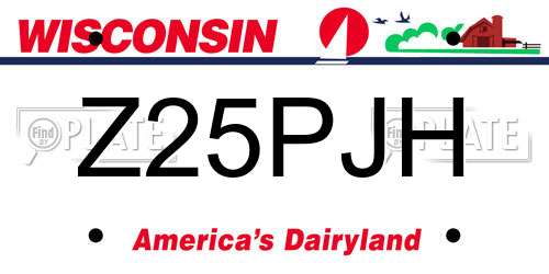 Z25PJH Wisconsin License Plate