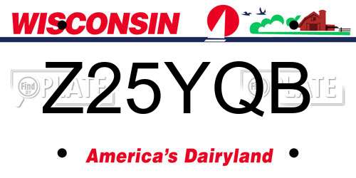 Z25YQB Wisconsin License Plate