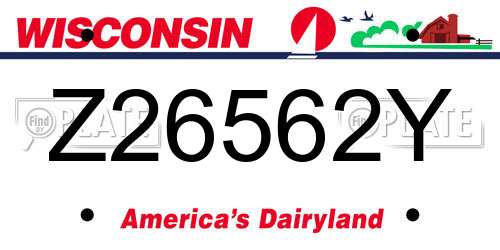 Z26562Y Wisconsin License Plate