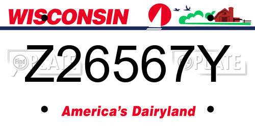 Z26567Y Wisconsin License Plate