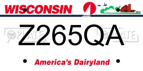 Z265QA Wisconsin License Plate