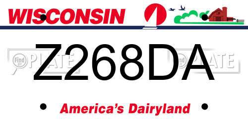 Z268DA Wisconsin License Plate