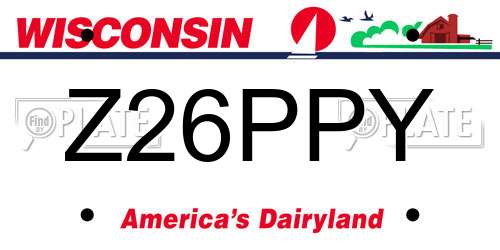 Z26PPY Wisconsin License Plate