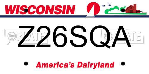 Z26SQA Wisconsin License Plate