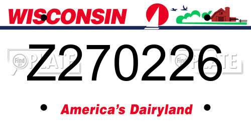 Z270226 Wisconsin License Plate