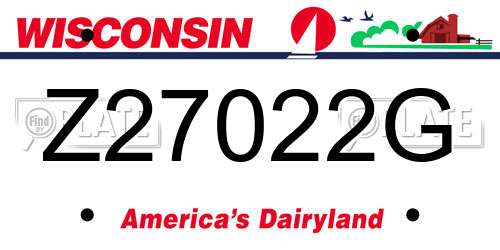 Z27022G Wisconsin License Plate