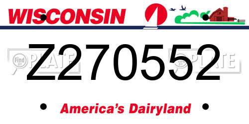 Z270552 Wisconsin License Plate